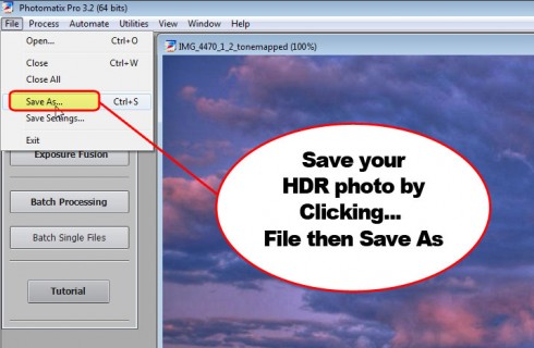 Photomatix HDR Guide Save HDR - Step Nine