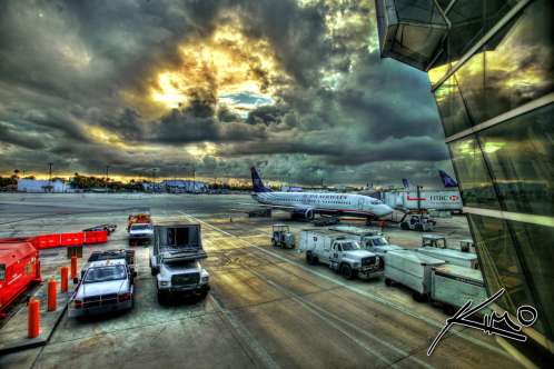 Miami International Airport Floirda Sunrise Airplane HDR Photography