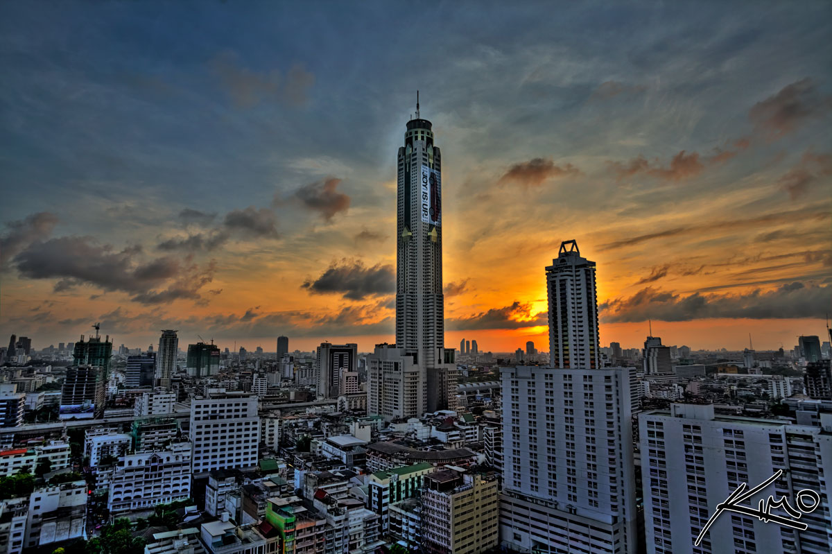 Sunrise Over Bangkok City Thailand