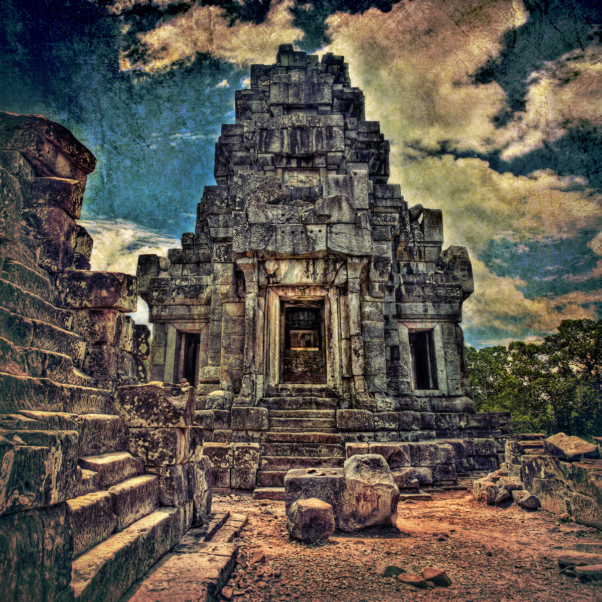 Textured Angkor Wat Architecture