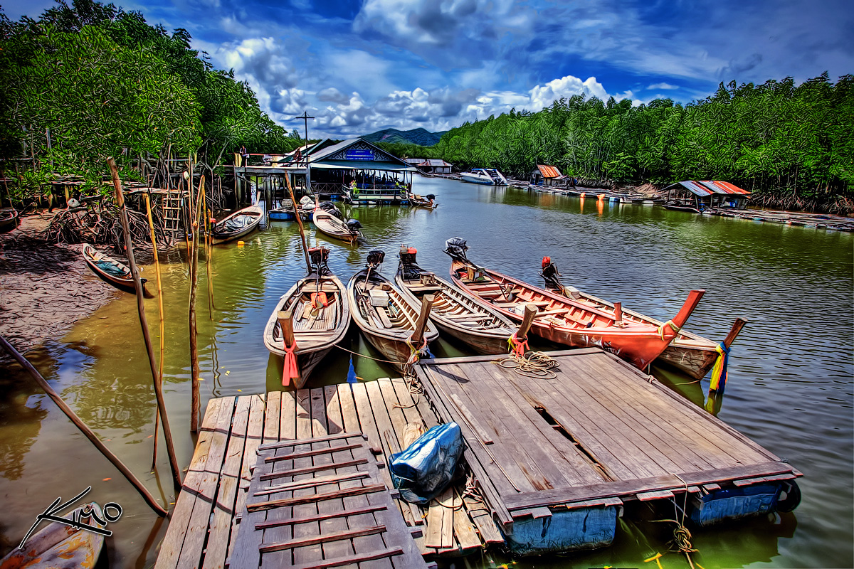 Artistic HDR Version of Thailand Boat Docks