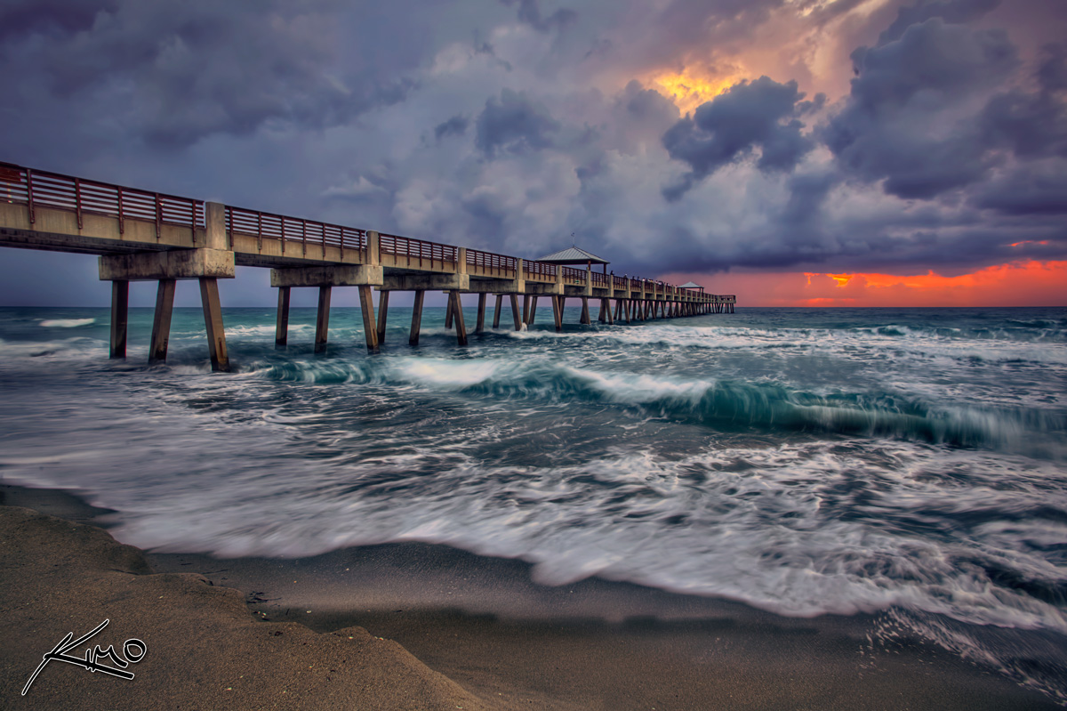 storm at beach juone fishing pier park during sunrise florida ocean waves 11 Monthly Newsletter   October 2011
