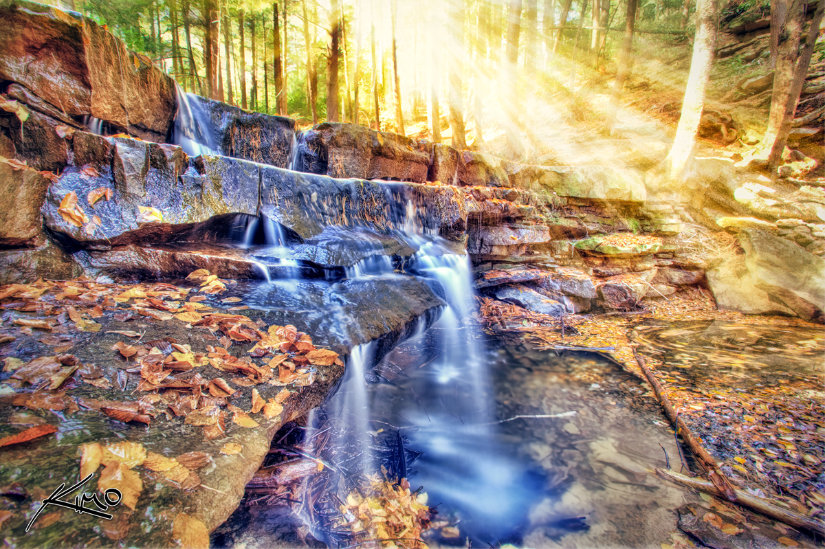Shallow Falls Maryland Waterfall Sunray