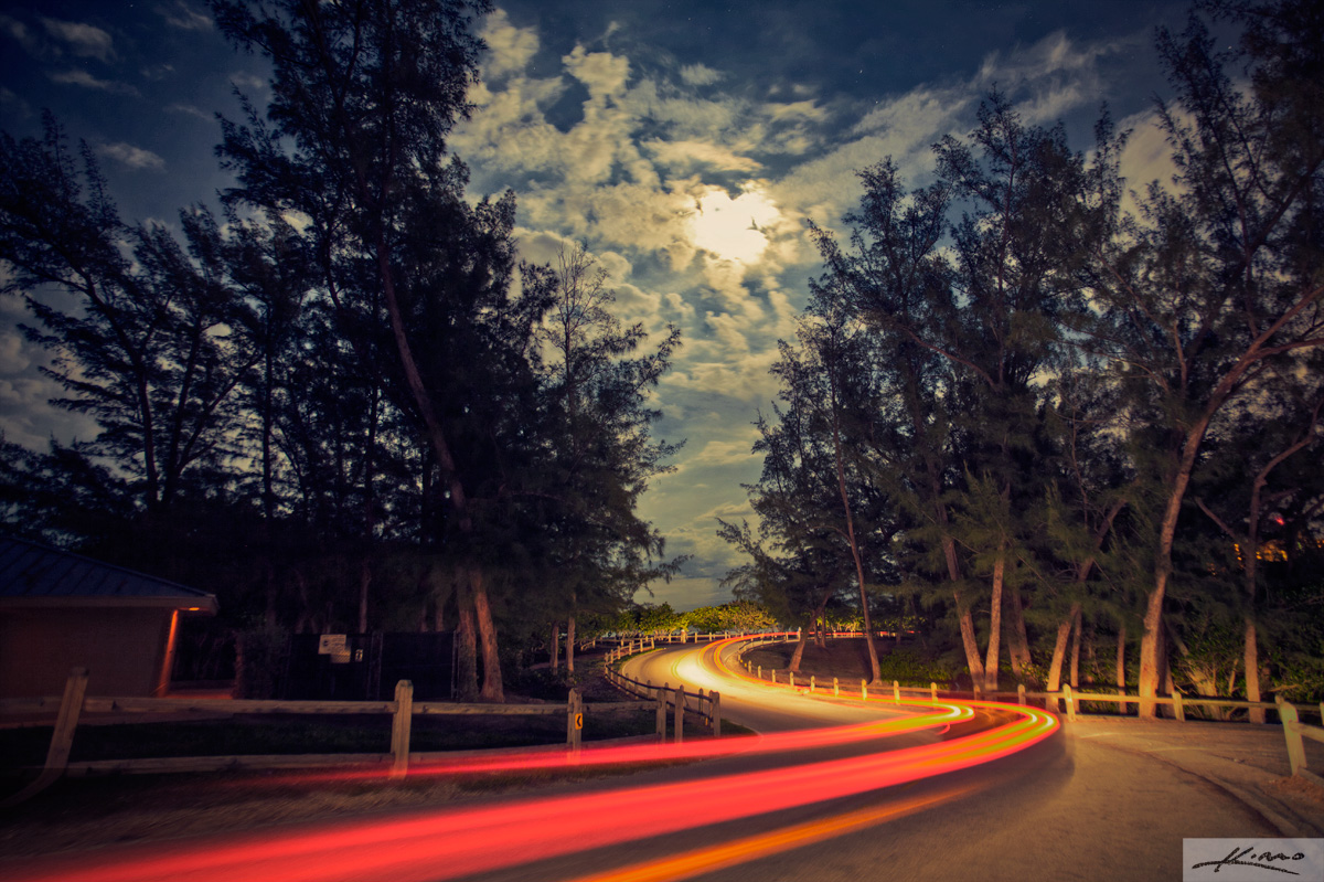 Jupiter Inlet Park Road Under Moon Light