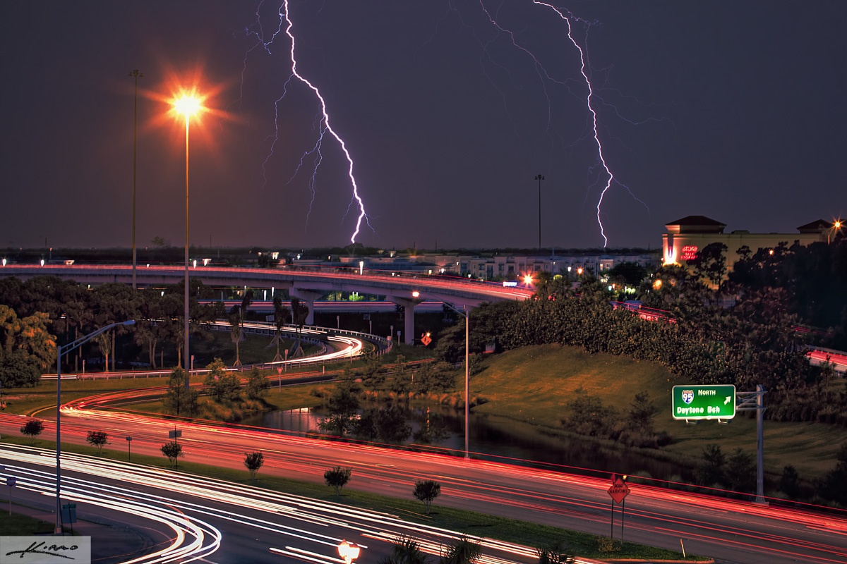 Lightning at PGA Blvd Highway Ramp