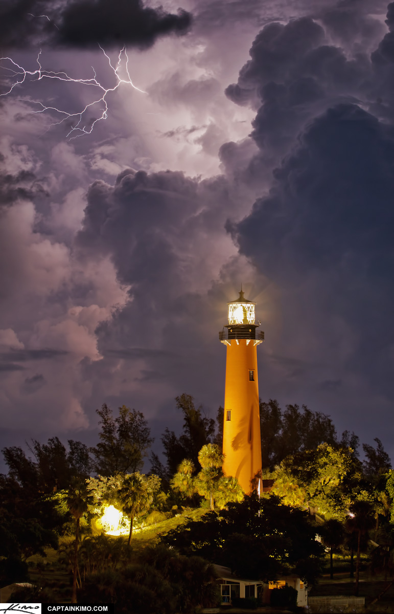 Lighthouse Lightning Storm at Jupiter Coast