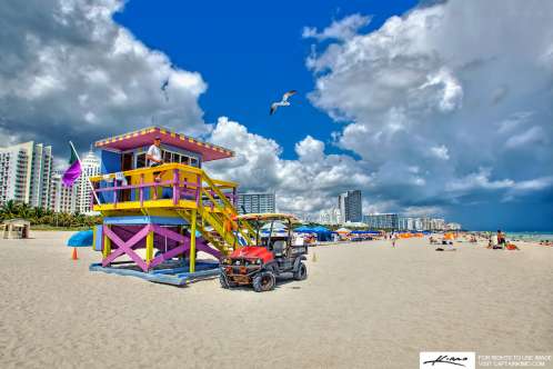 lifeguard-on-duty-in-tower-at-south-beach-miami-seagull-flying