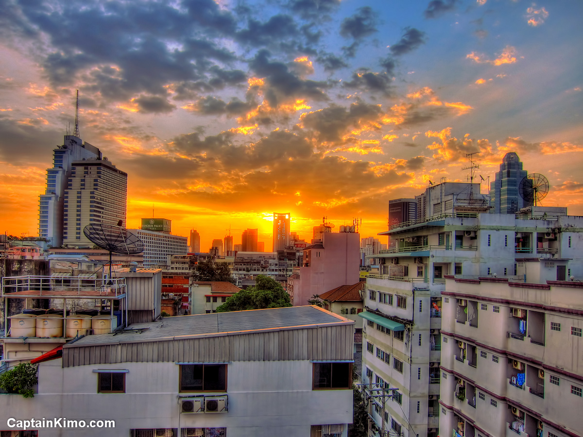 Best Sunrise from Golden Inn Hotel Downtown Bangkok Thailand