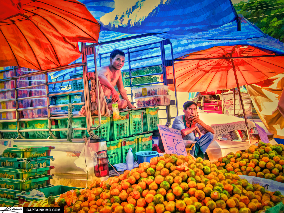 Selling Oranges at the Local Market Ban Kruat Thailand