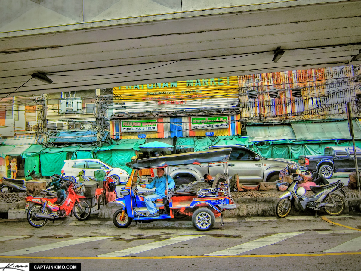 Tuk Tuk Taxi Parked Underneath Bridge Bangkok Thailand