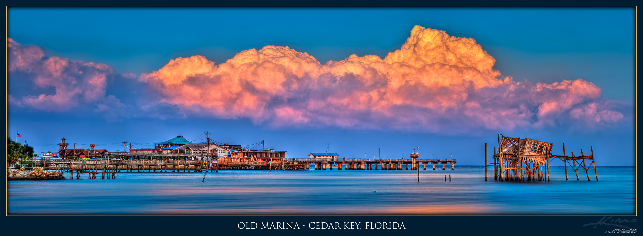 Old Marina from Cedar Key Florida During Sunset at Bayou