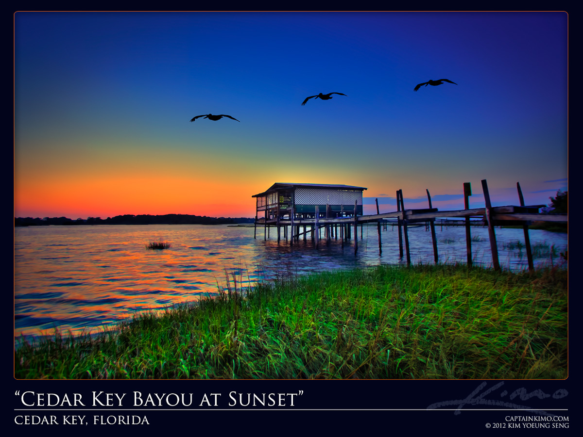Cedar Key Sunset Over Old Stilt House at Bayou Florida