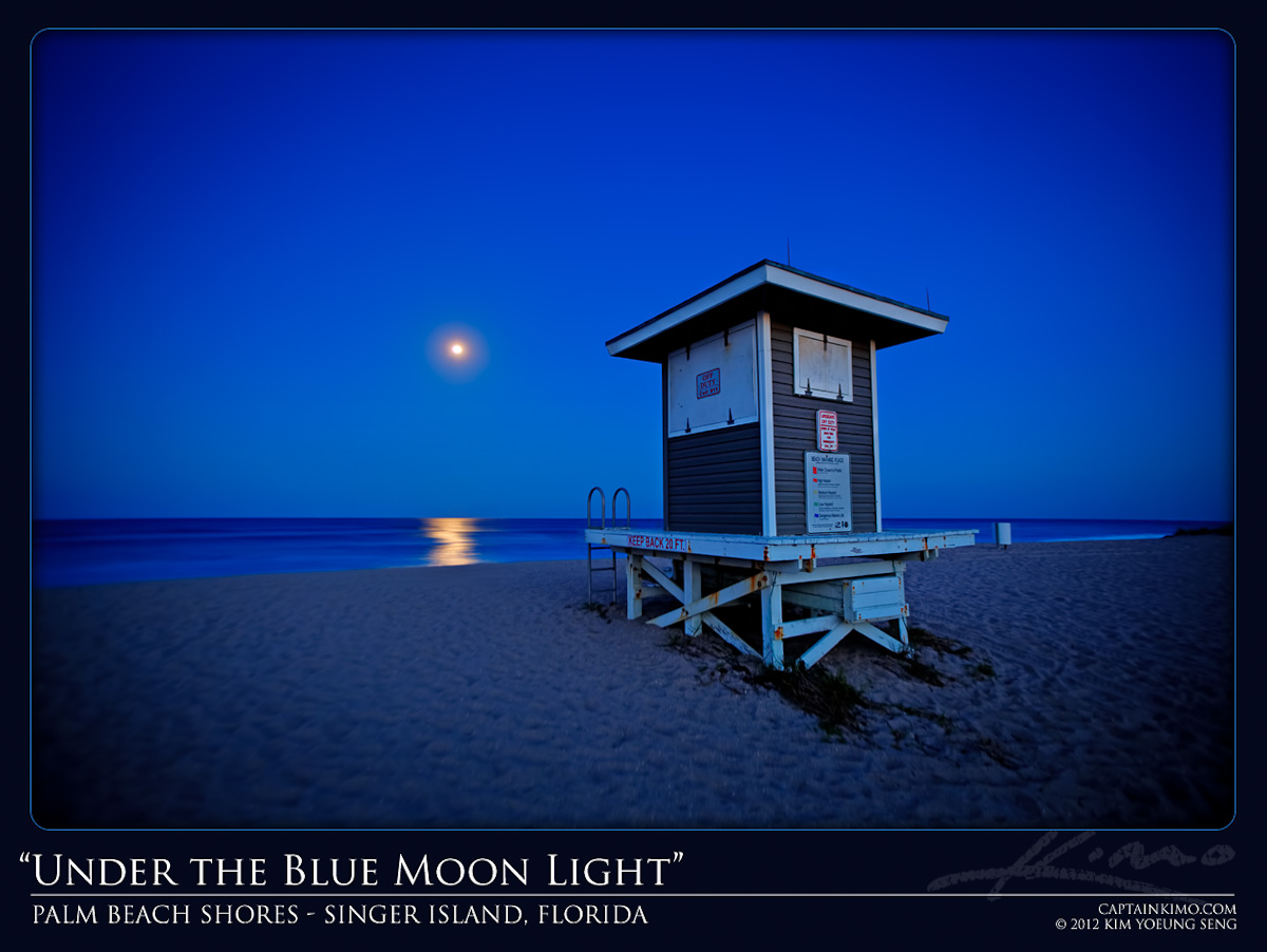 Singer Island Lifeguard Tower Under Blue Moon Light