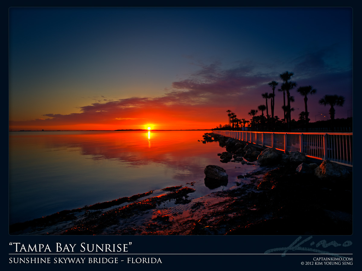 Sunrise at Sunshine Skyway Bridge Rest Area Tampa Bay Florida