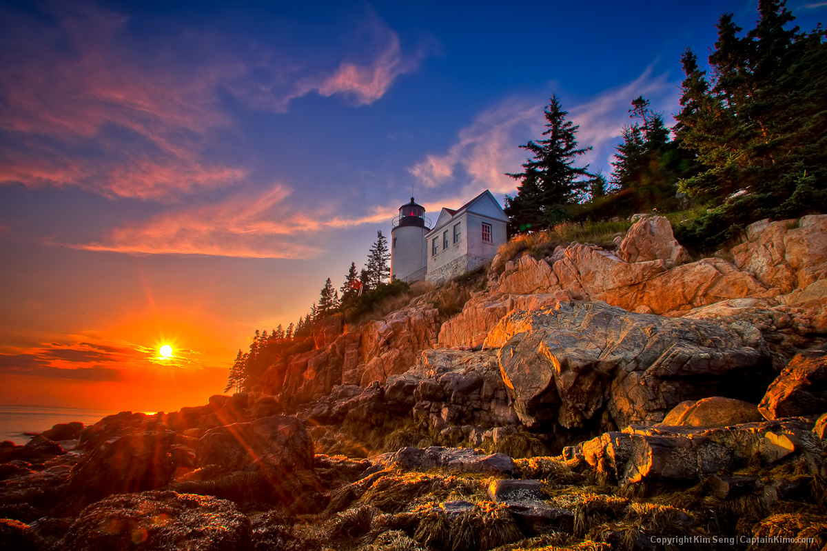Sunset at Bass Harbor Lighthouse Acadia National Park Maine