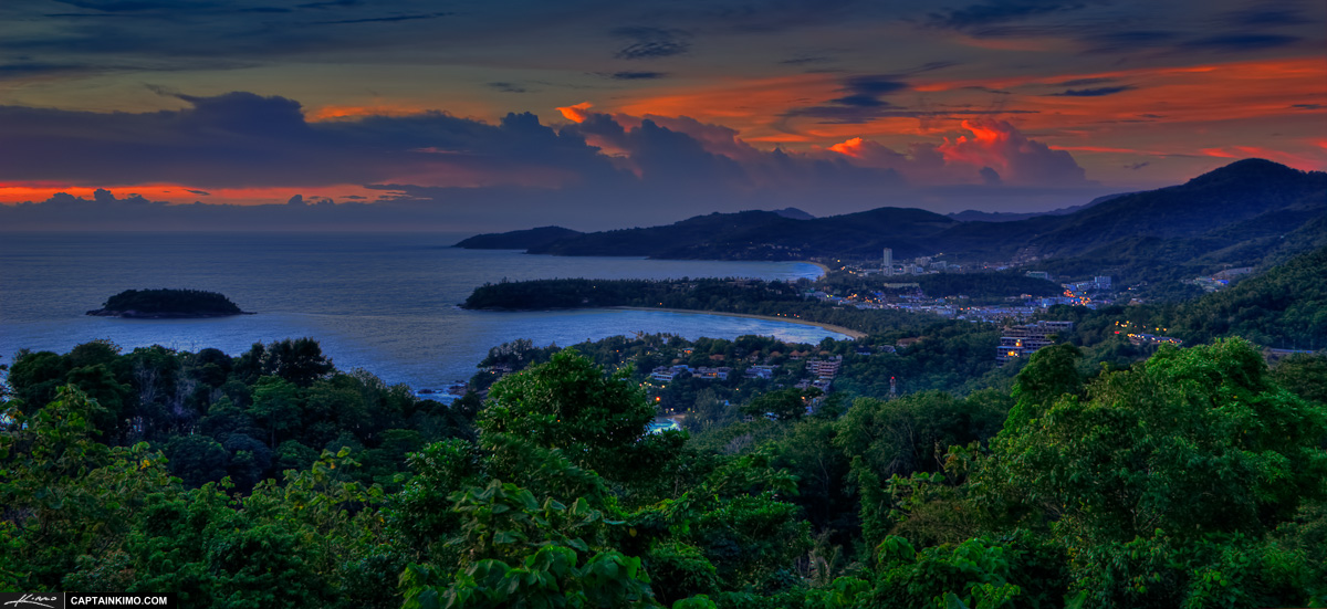 View Point from Mountain Overlooking Kata Beach and Patong Beach Phuket Thailand