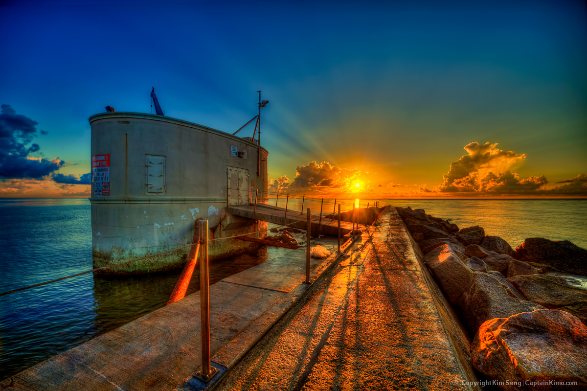 Palm Beach Inlet at Singer Island Pump House During Sunrise