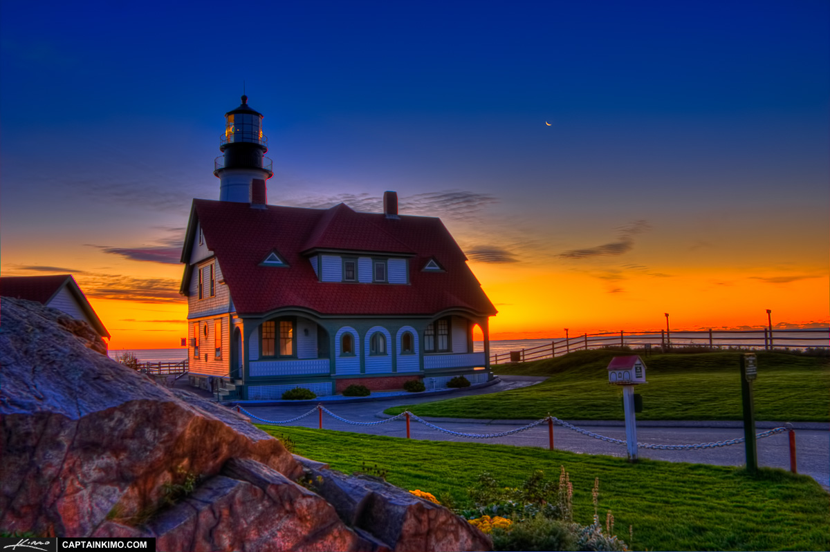 Portland Maine Head Light at Cape Elizabeth Before Sunrise