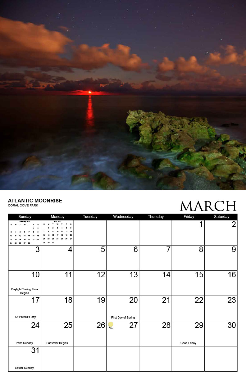 March 2013 Florida Calendar Image by Captain Kimo