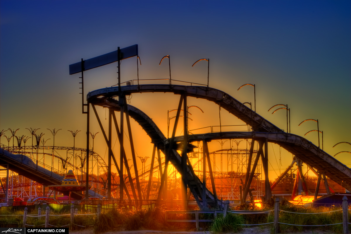 Sunset at Amusement Park in Old Orchard Beach Maine