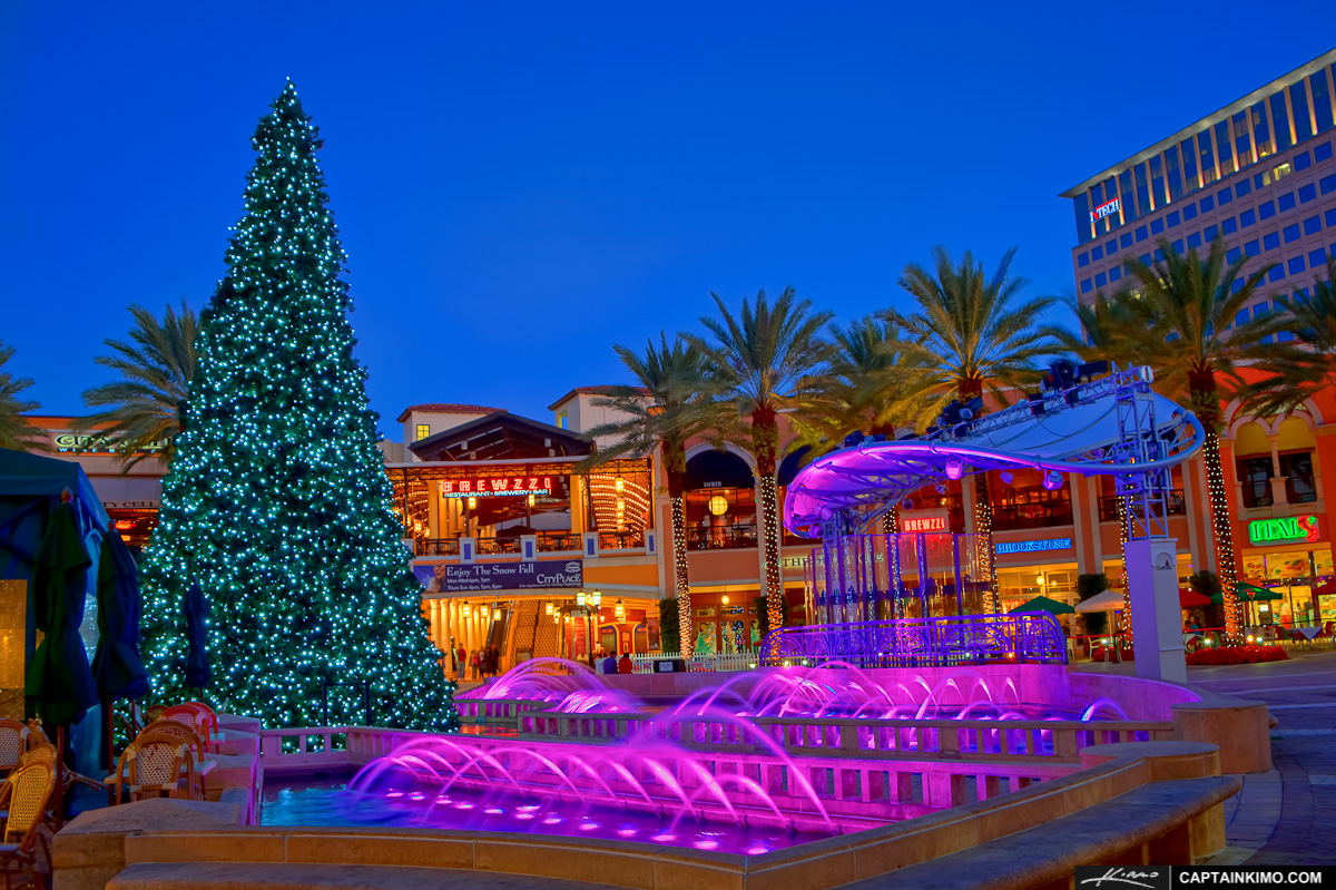 Christmas Tree at Cityplace Water Fountain Downtown WPB