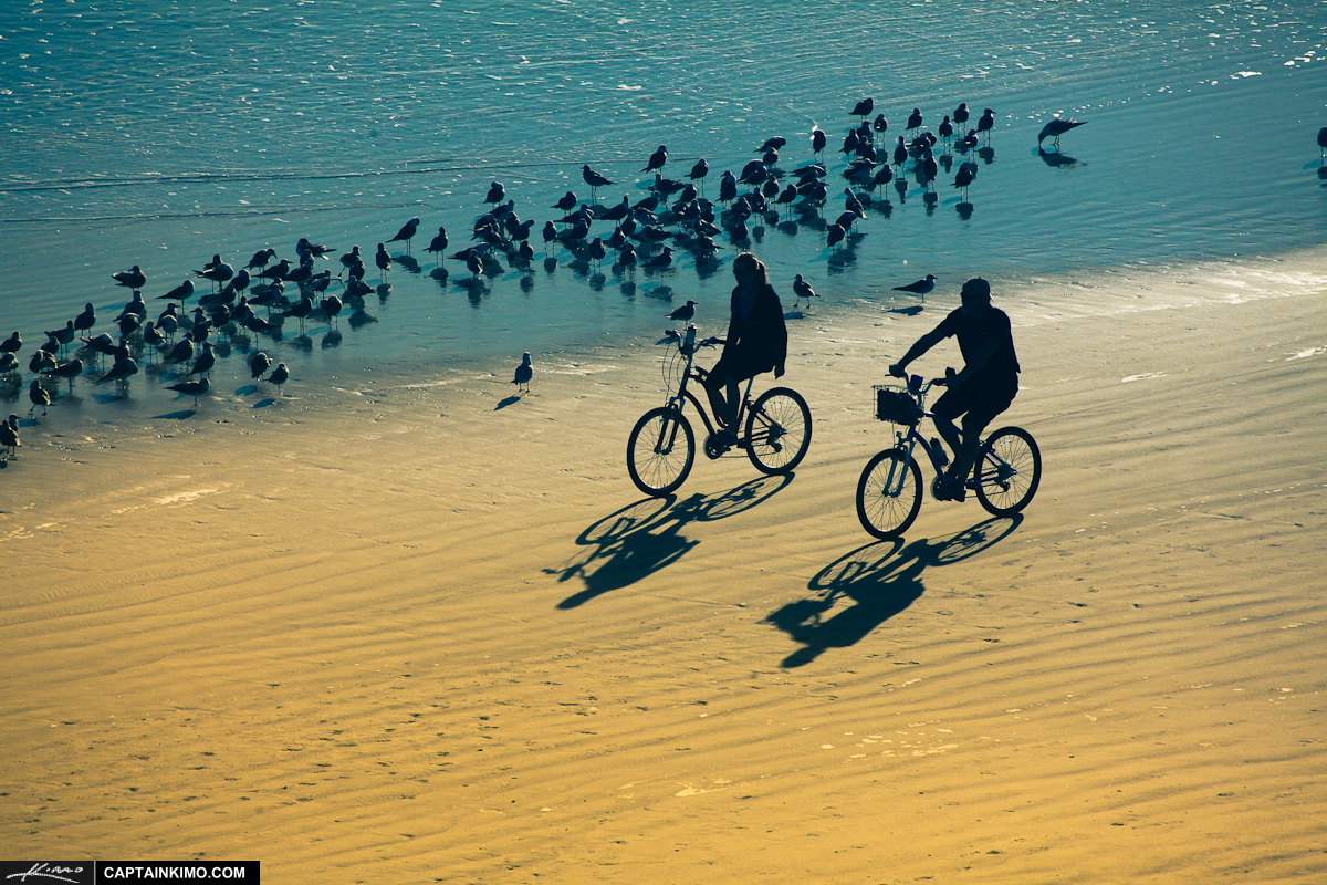 Couples at Daytona Riding Bicycle on Beach