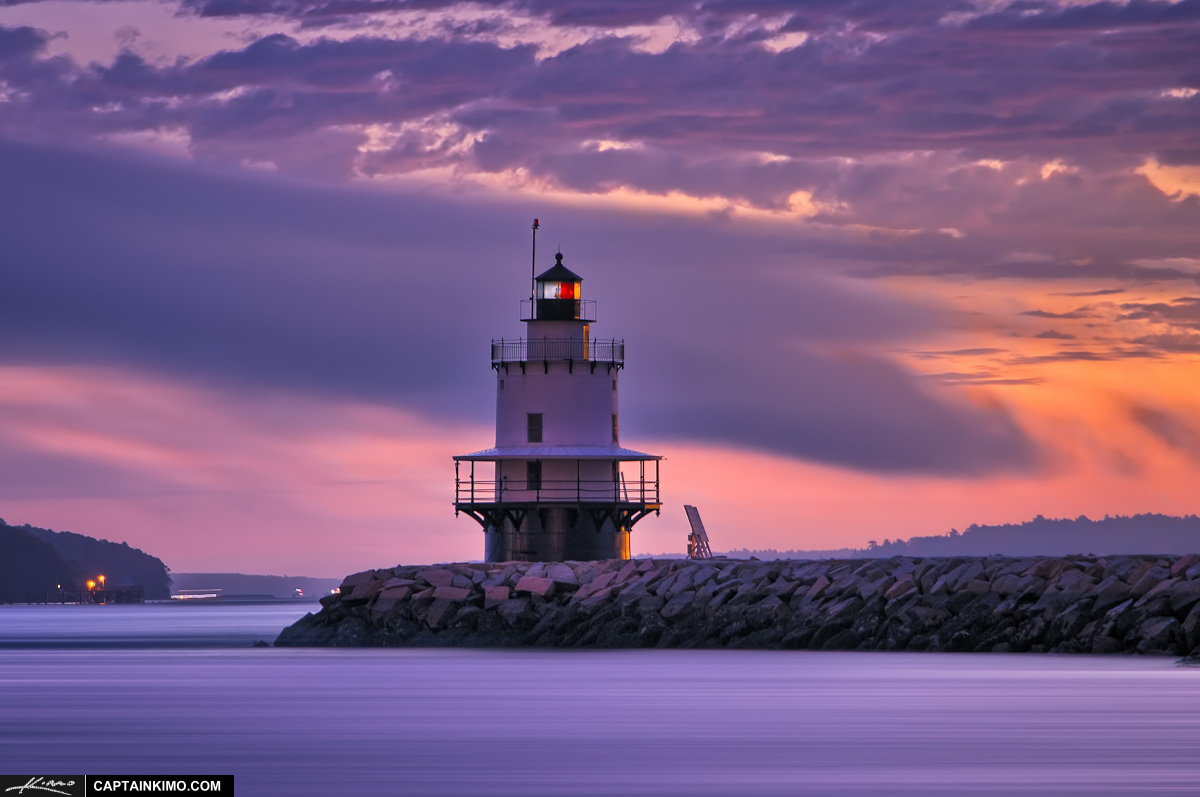 Spring Point Ledge Lighthouse Purple Sunrise South Portland Maine