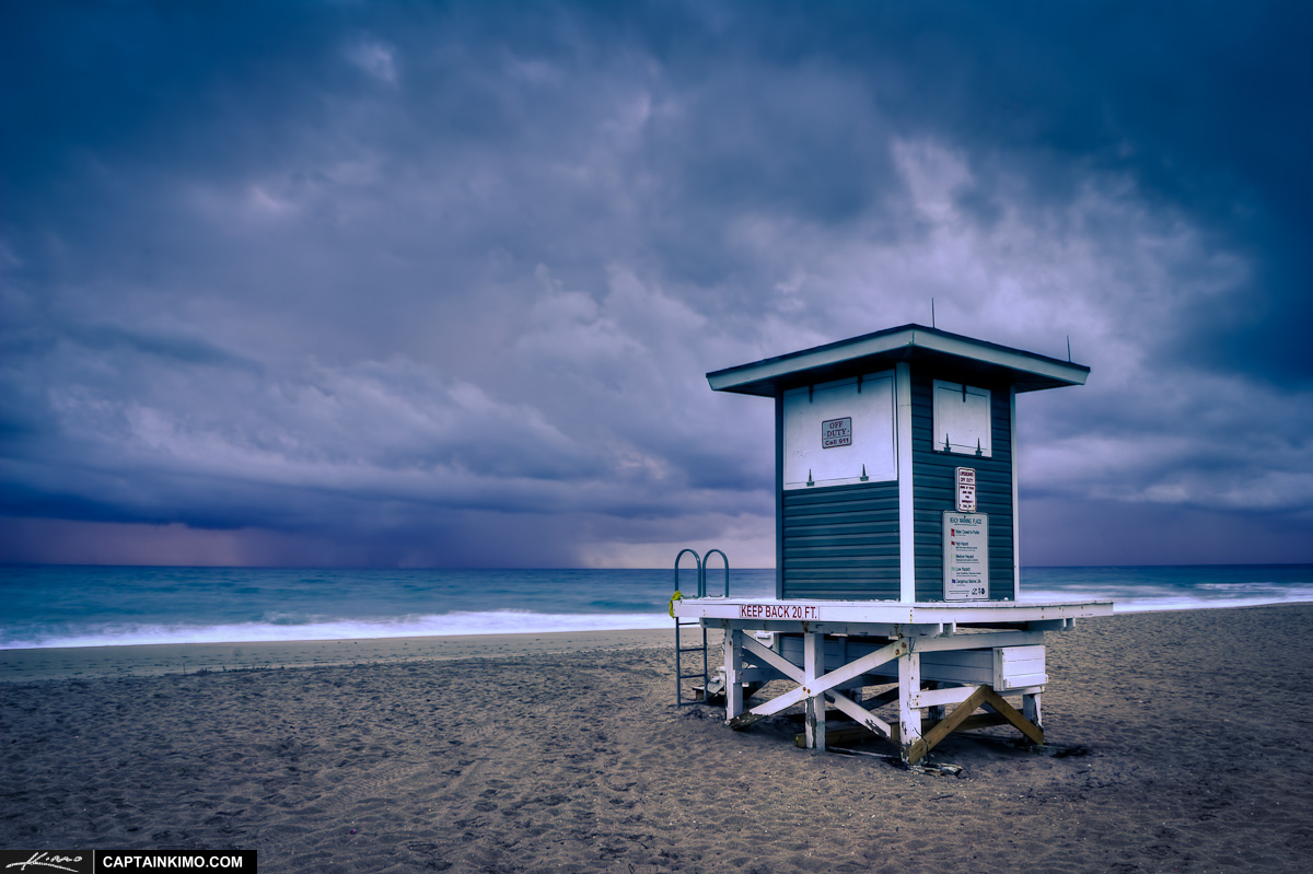 Lifeguard Tower at Riviera Beach During Incoming Storm