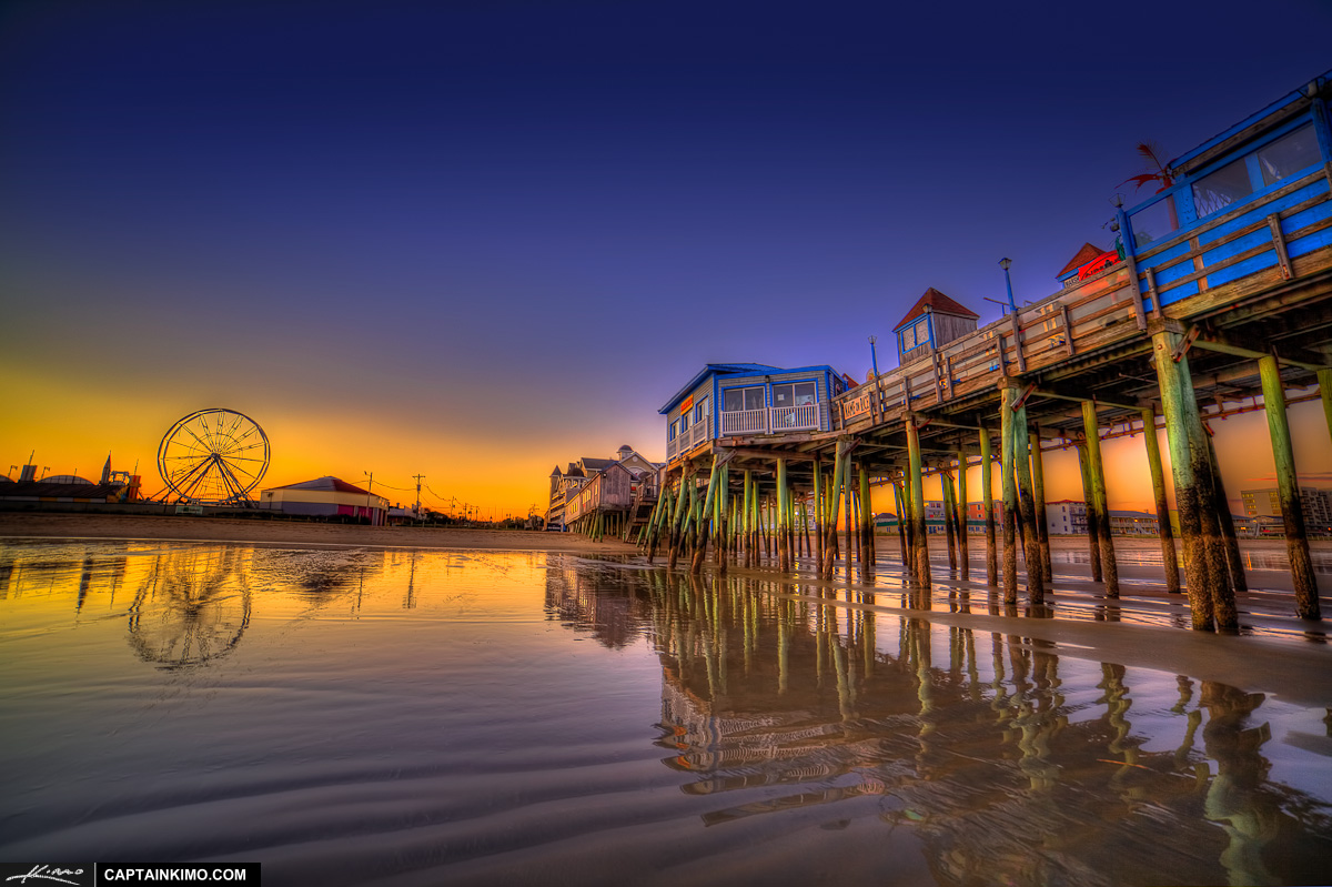 Sunset at Old Orchard Beach Pier next to Ferris Wheel