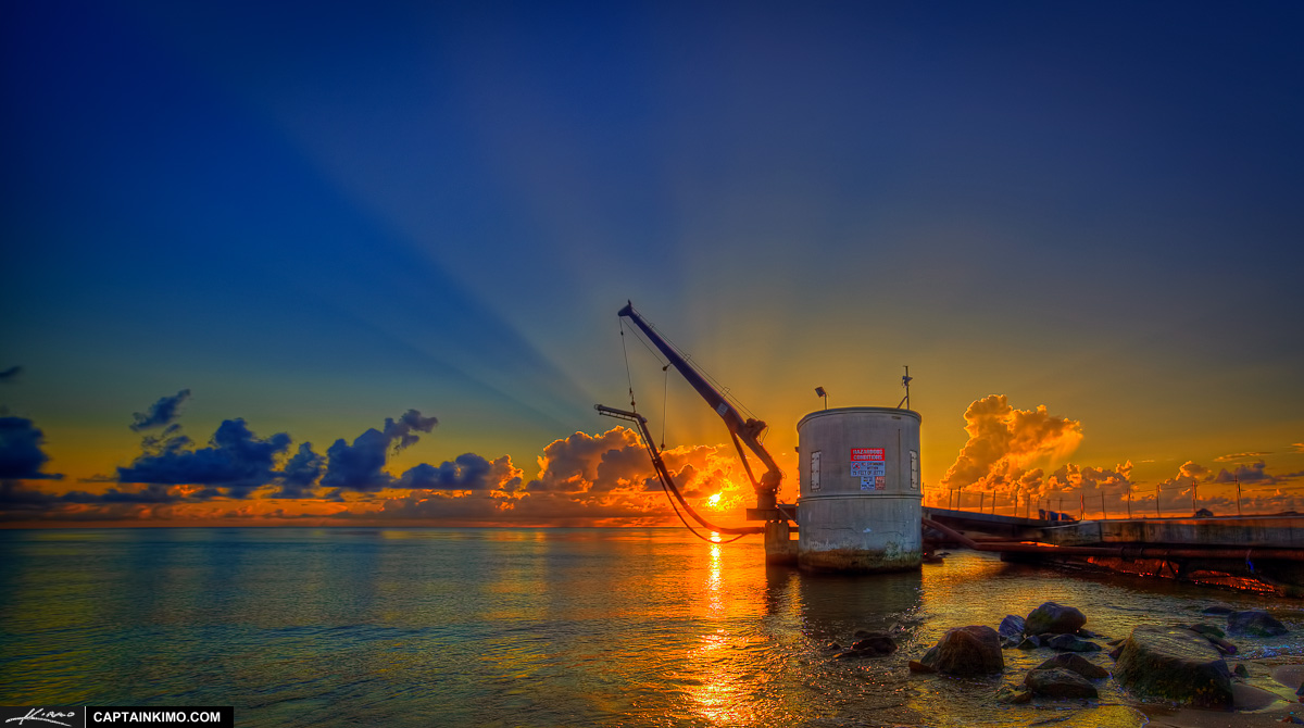 Pump House in Palm Beach Inlet During Sunrise at Beach