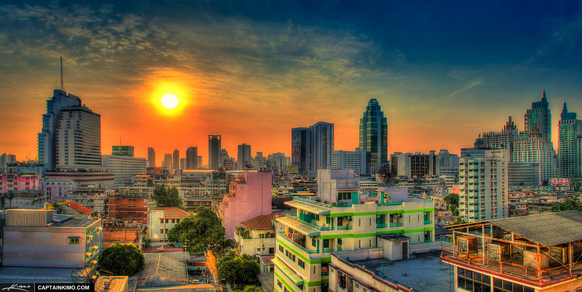 Bangkok Cityscape at Sunrise from the Golden Inn