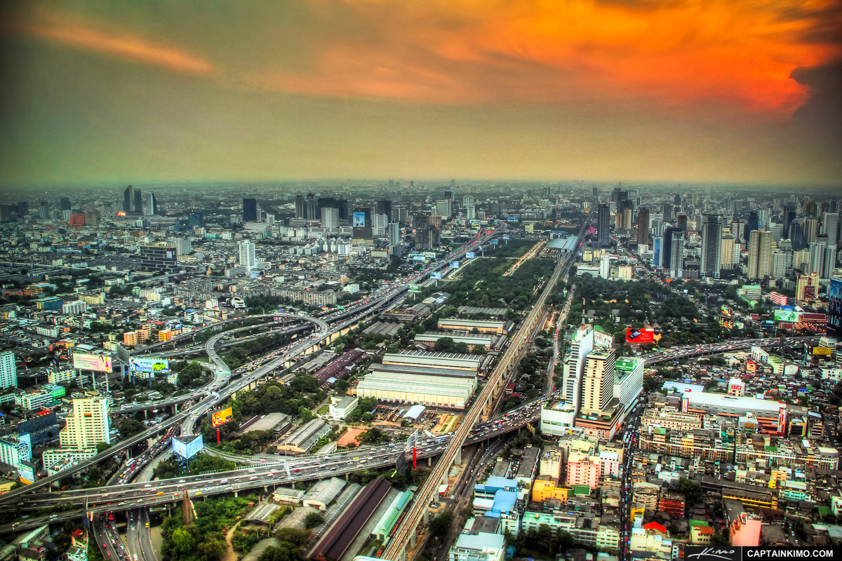 Aerial View from Bangkok Thailand’s Tallest Building Baiyoke Sky Hotel