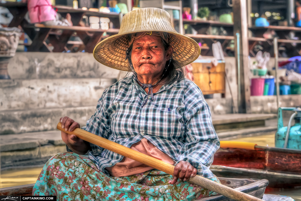 Paddle Boat Lady from the Floating Market Thailand