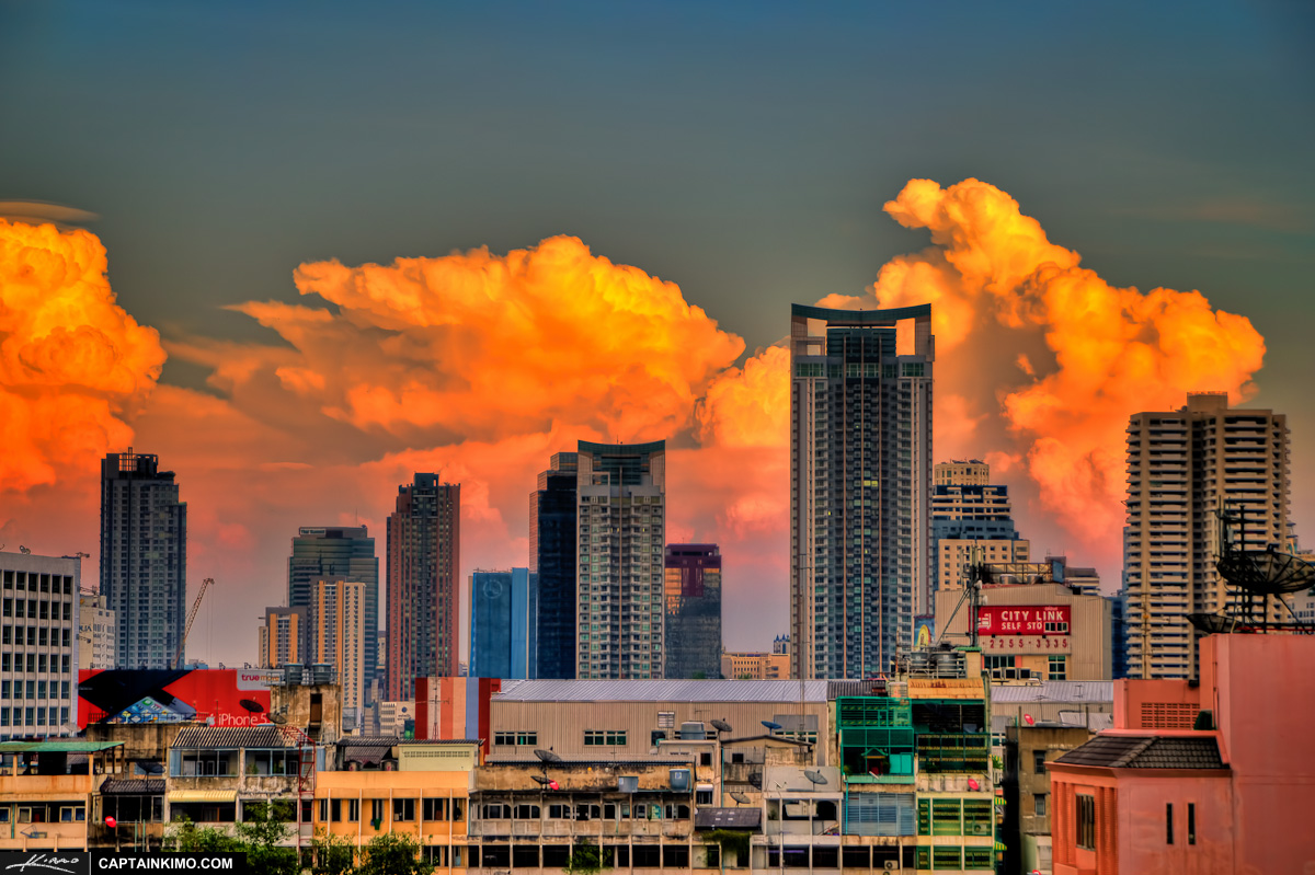CIty Skyline Downtown Bangkok Thailand
