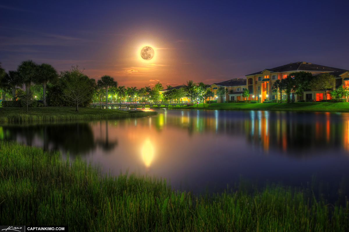 Full Moon Rise Over Neighborhood in Palm Beach Gardens