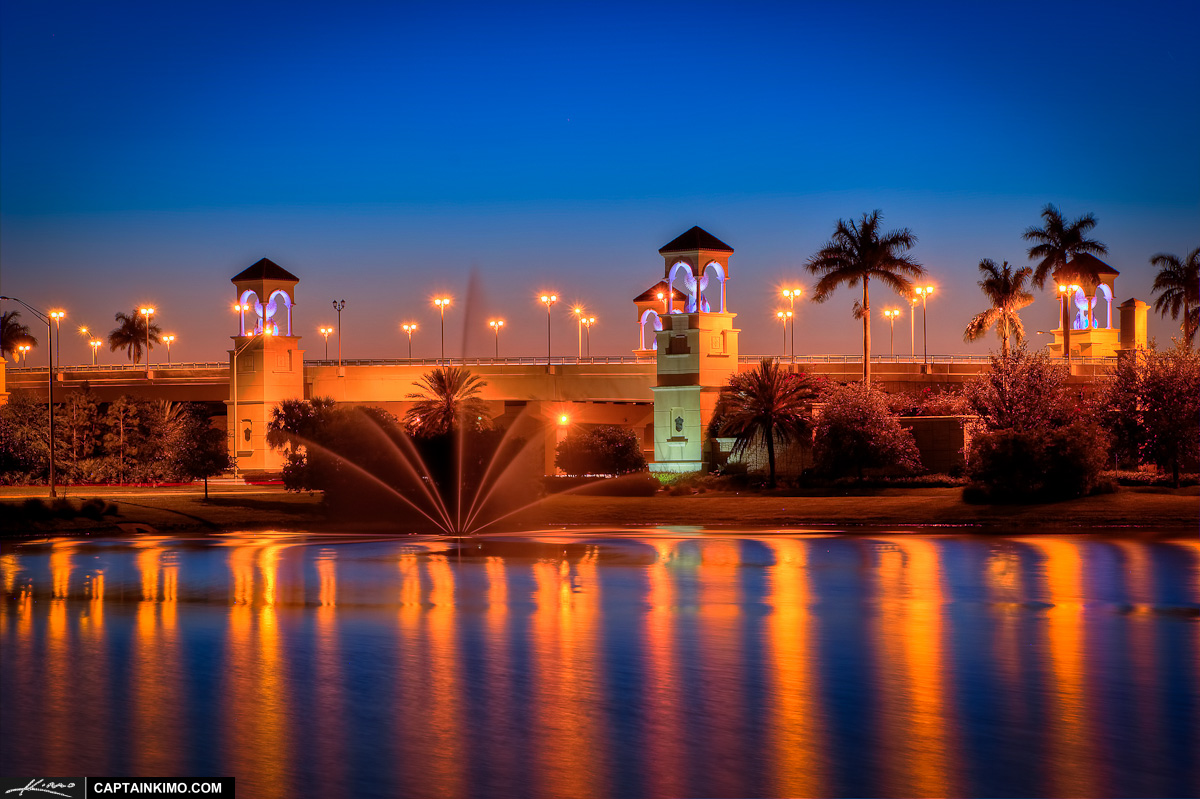 PGA Boulevard Bridge at Palm Beach Gardens After Sunset