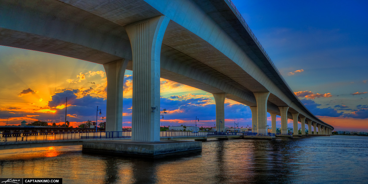 Sunset at Roosevelt Bridge US1 Stuart Florida