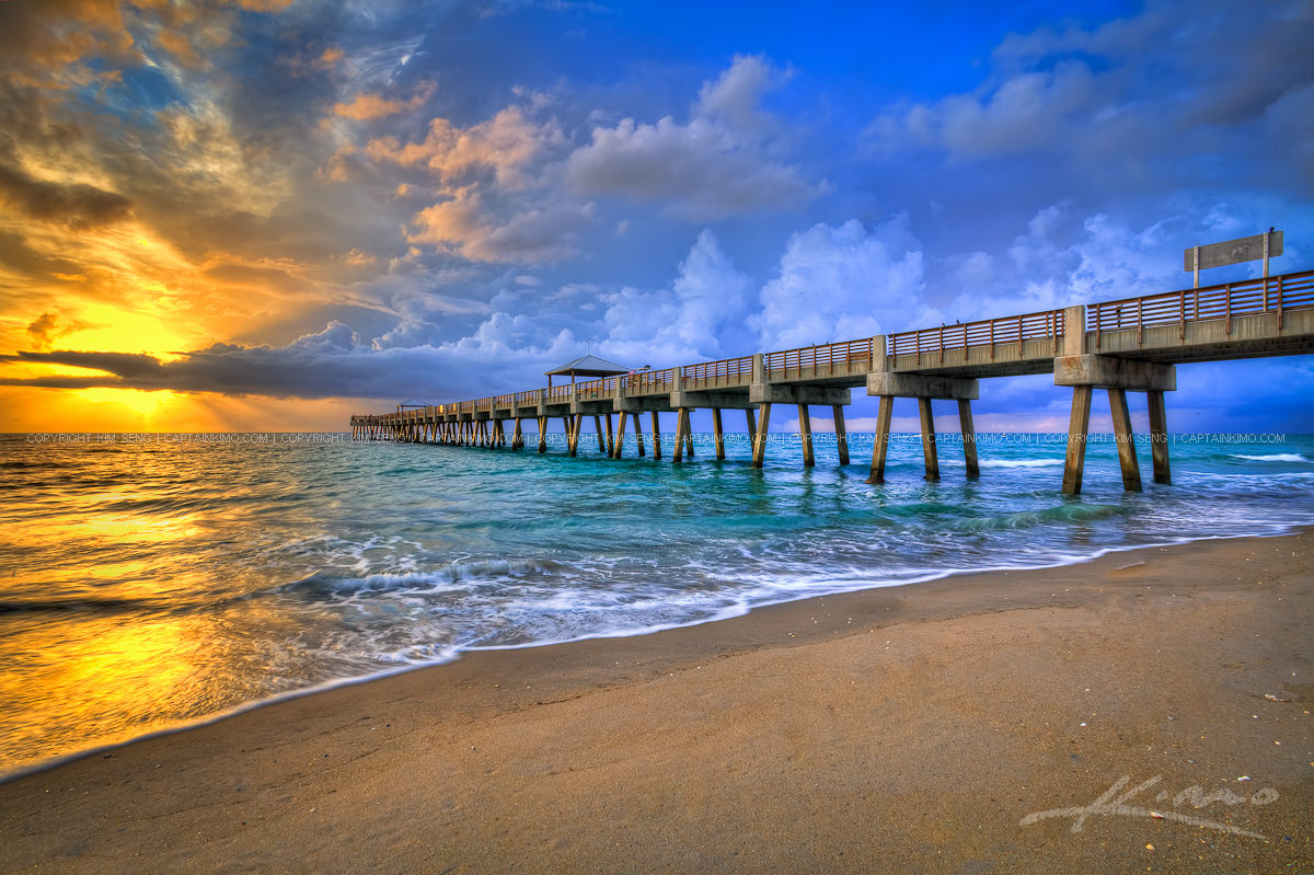 Juno Beach Fishing Pier During a Stormy Sunrise Over Atlantic