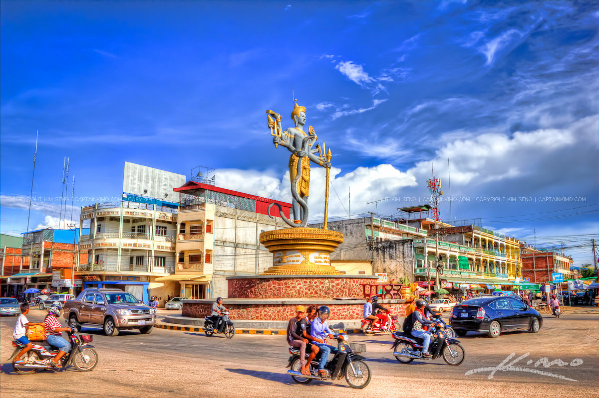 Traffic Round About at Battambang Cambodia