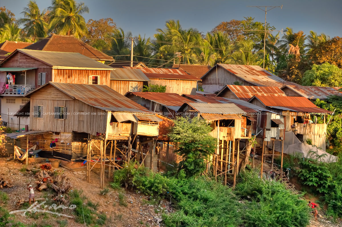 Houses at the River in Battambang Cambodia