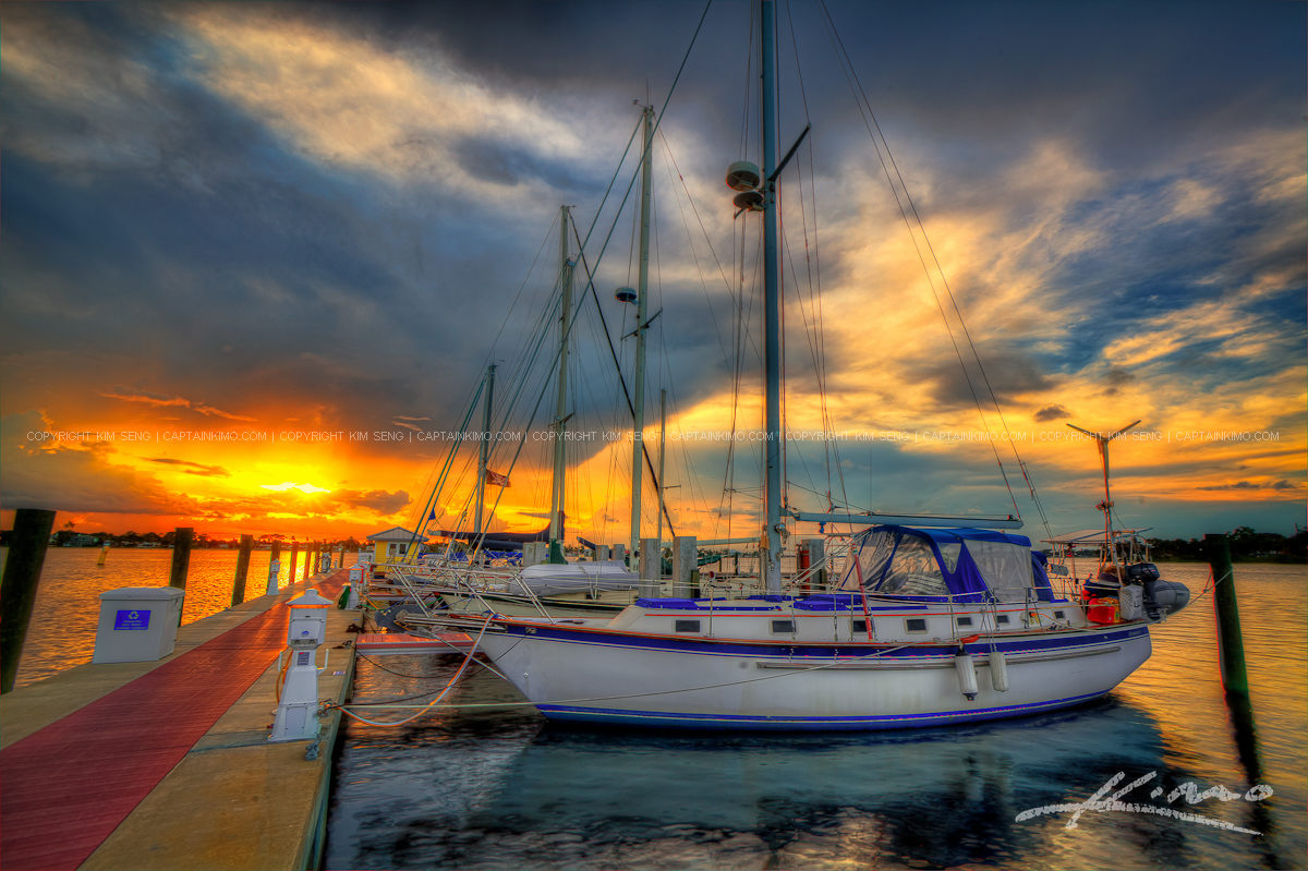 Sailboats During Sunset at the Marina in Stuart Florida