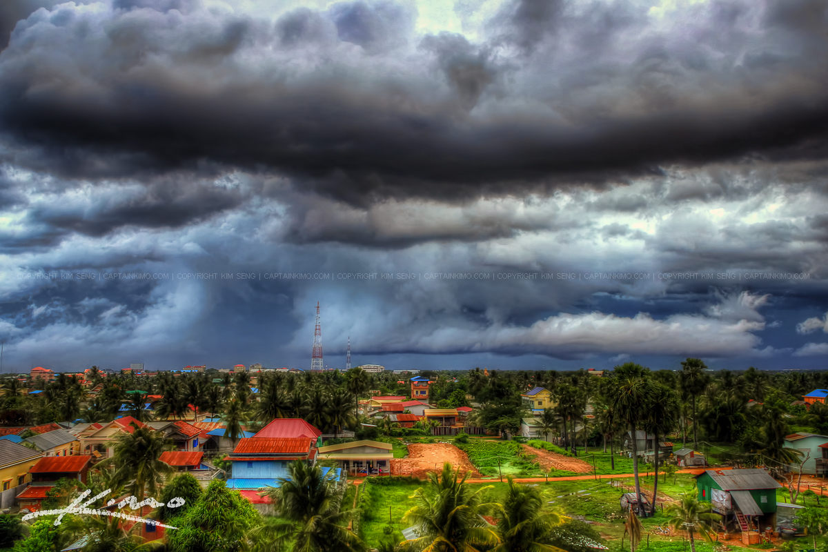 Storm Clouds Over Battambang Cambodia Country