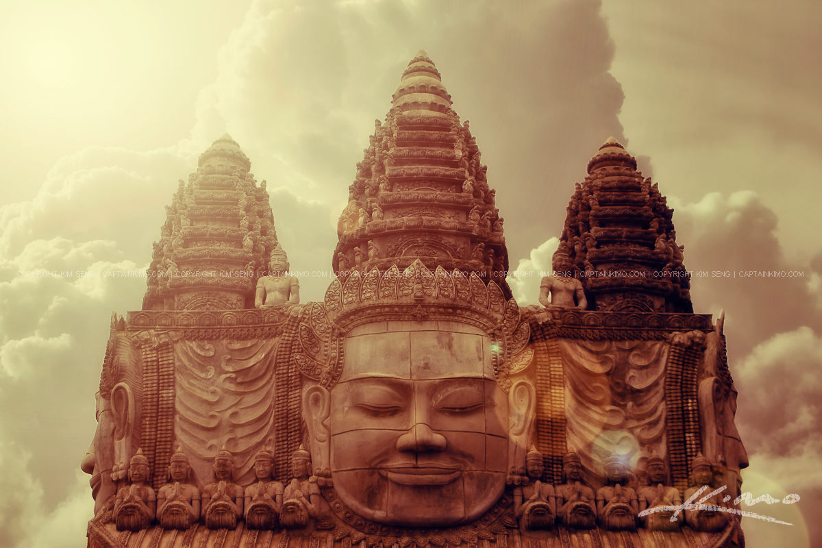 Angkor Wat Temple Face from Battambang Cambodia