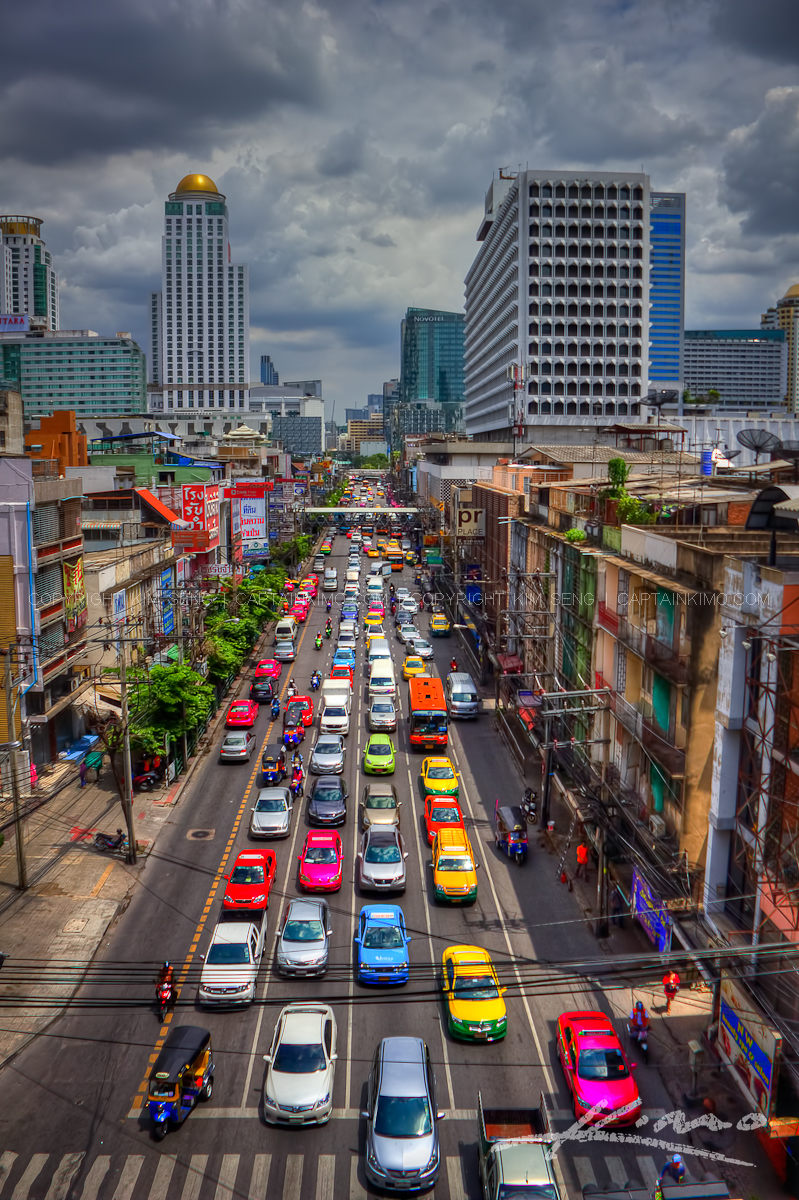 Pratunam Downtown Traffic Bangkok Thailand