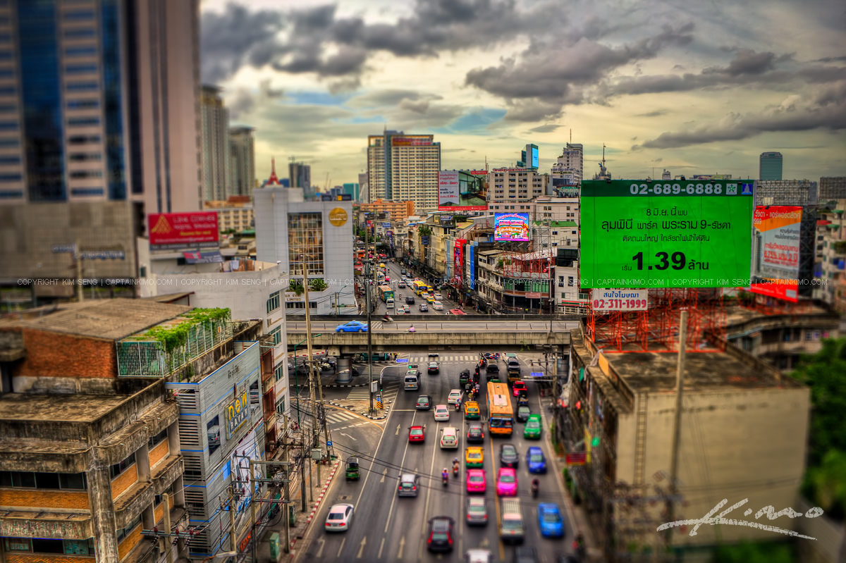 Bangkok City from Skytrain Station in Thailand