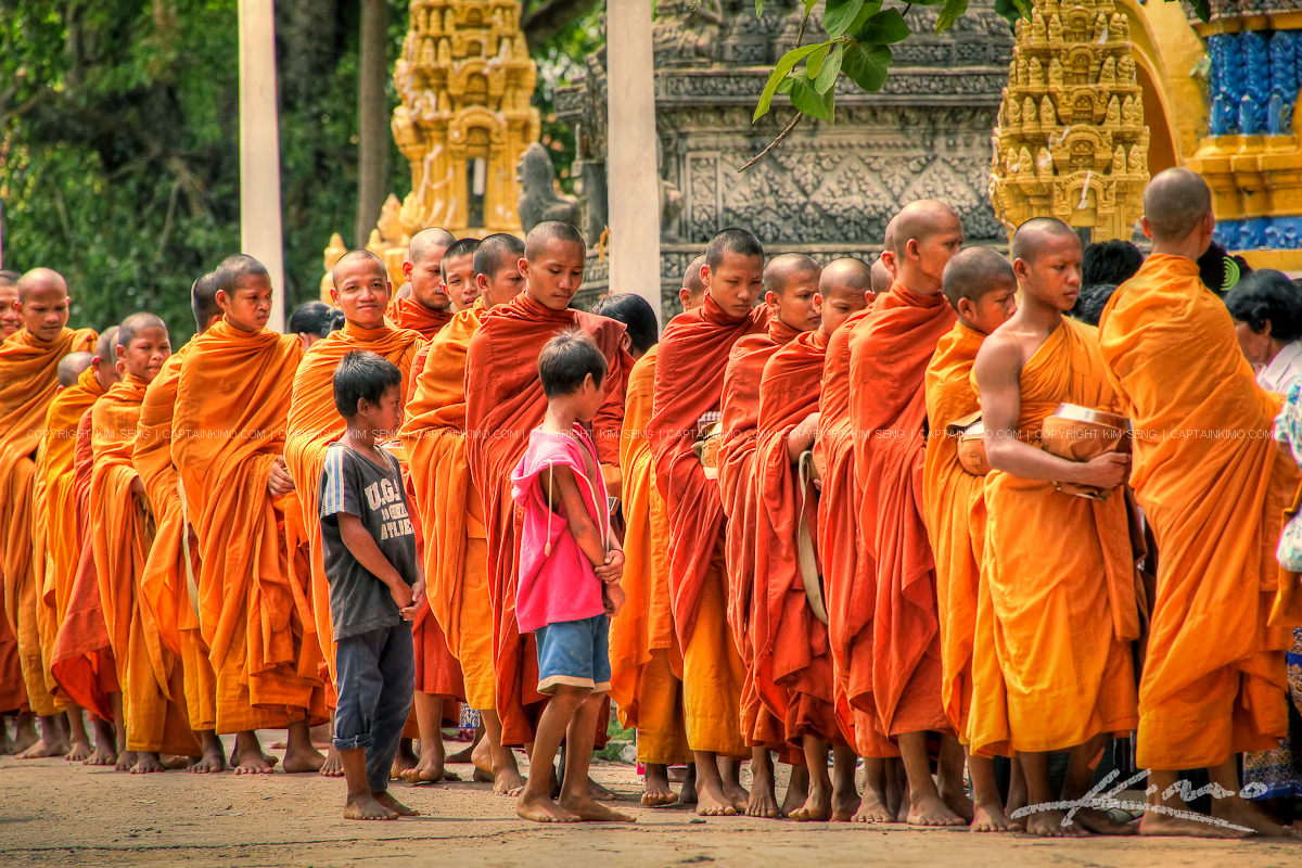 Monks During a Buddhist Ceremony in Cambodia