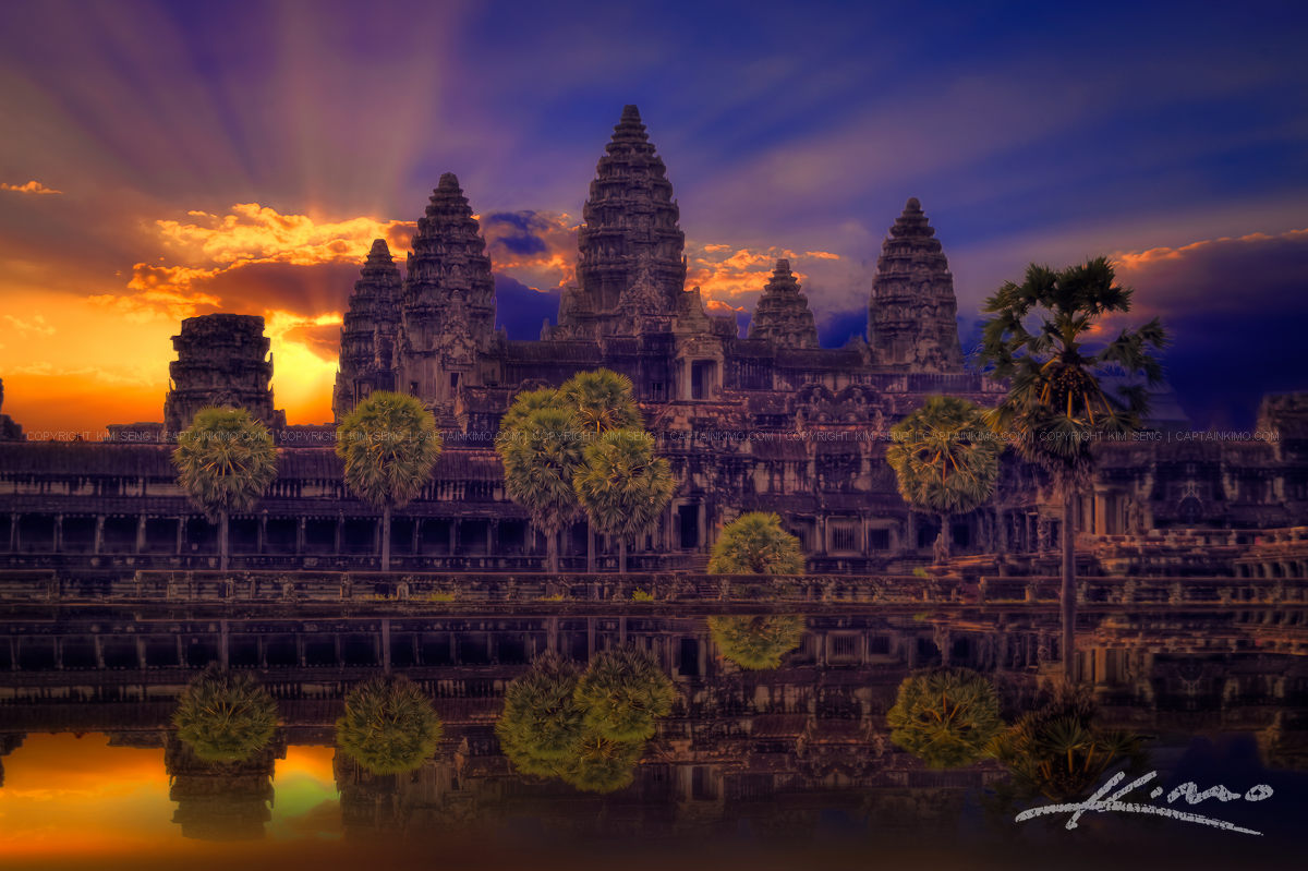 Sunrise at the Angkor Wat Temple in Siem Reap Cambodia
