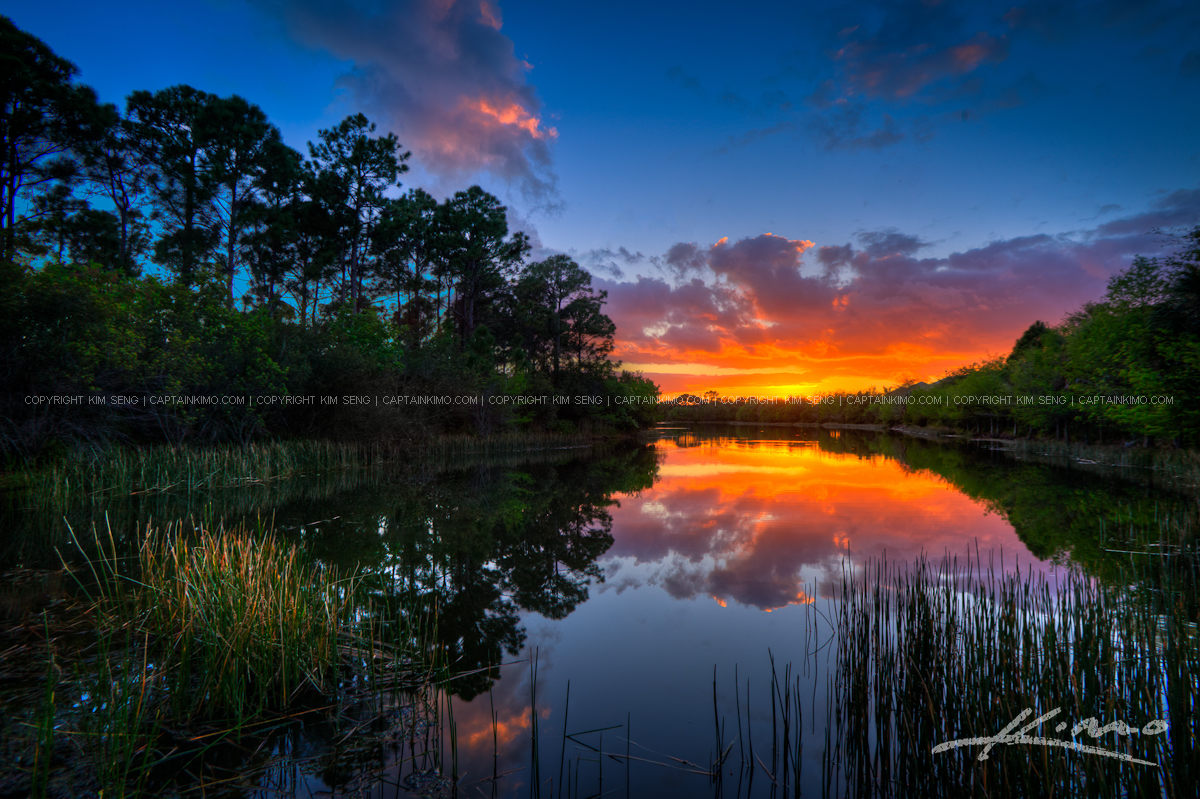 Sunset Florida Lake in Palm Beach County