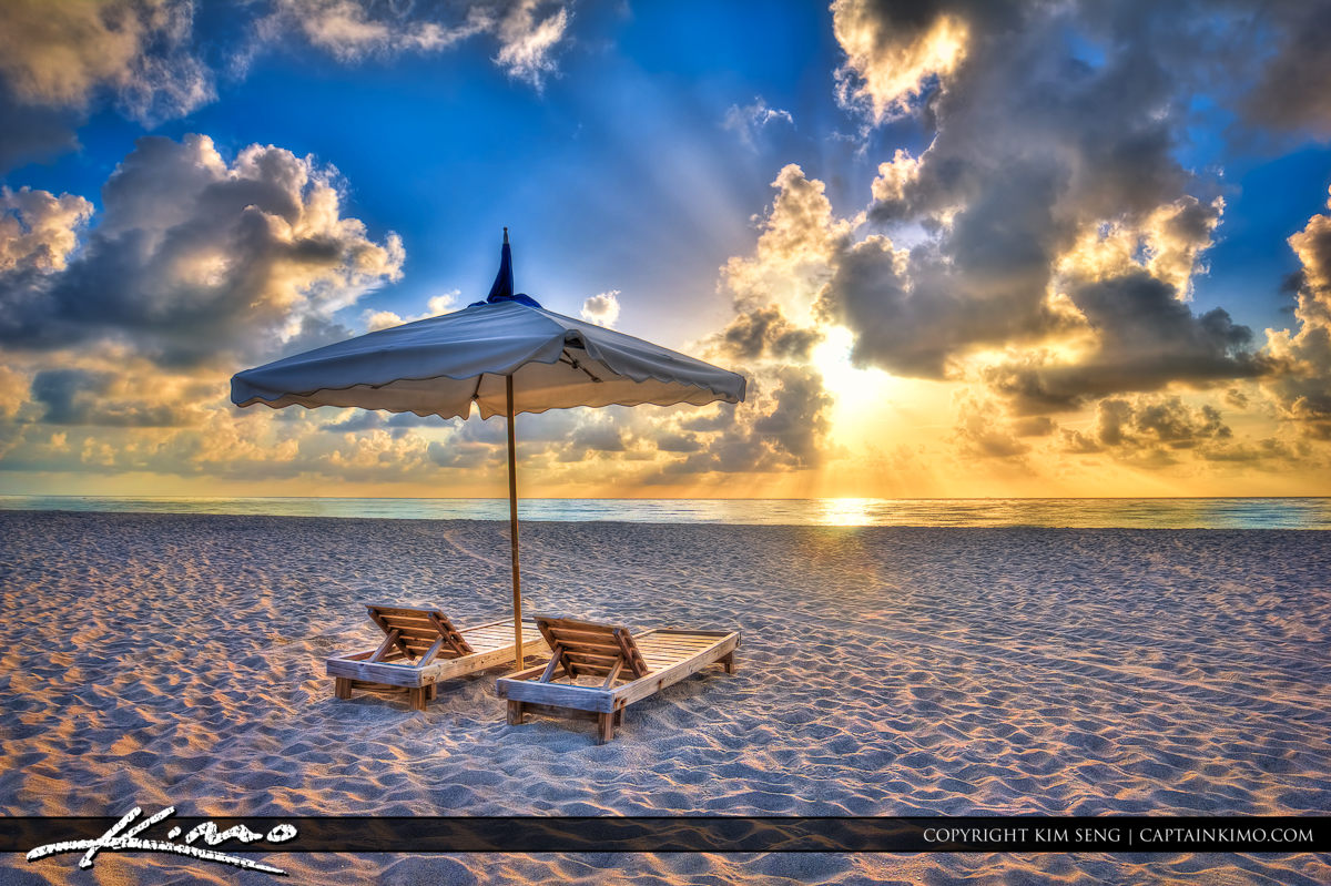 Beach Chair and Umbrella Sunrise Singer Island Florida