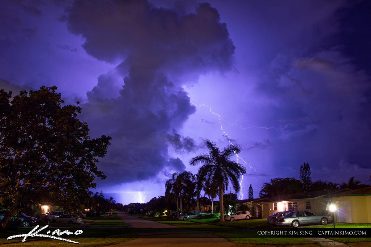 Lightning Storm Over Florida Neighborhood